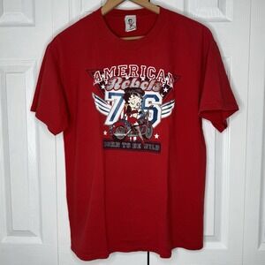 Vintage Betty Boop American Rebels Born To Be Wild‎ Theme Red color Shirt Size L